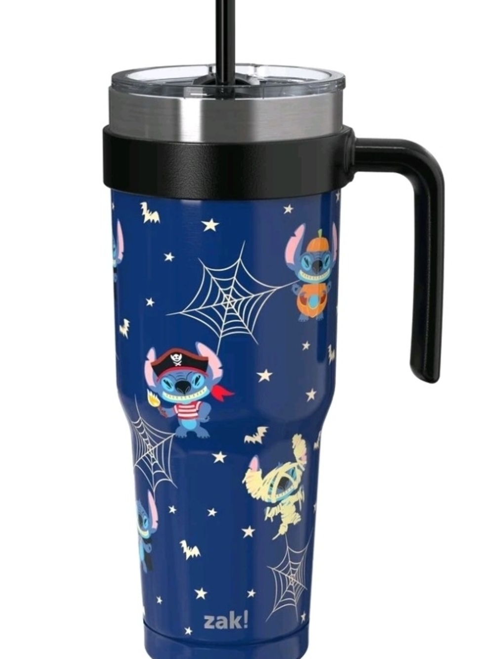 Blue Stitch Halloween Travel Tumbler with Handle